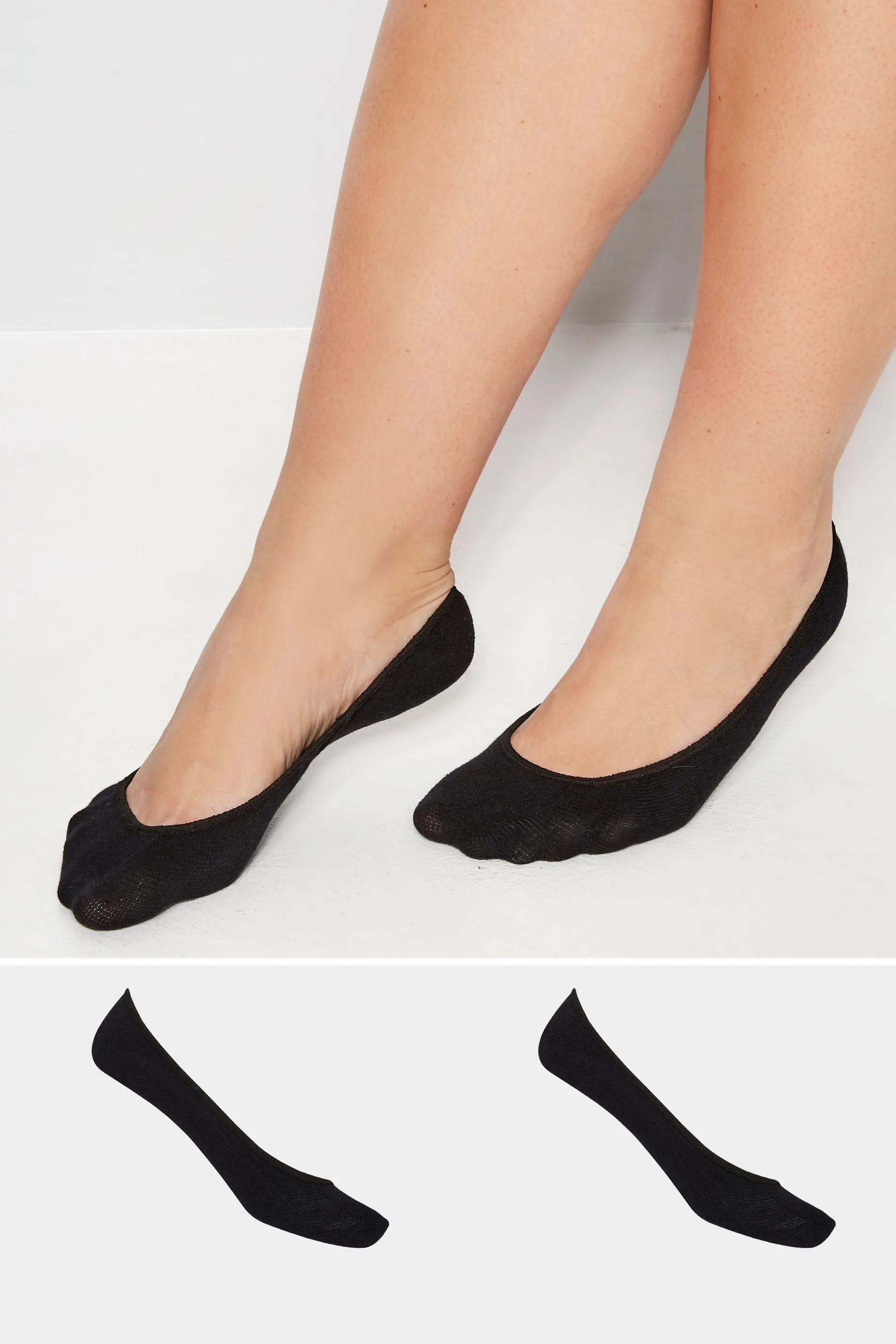 2 PACK Black Footsie Socks