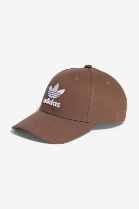 adidas Originals cotton baseball cap brown color