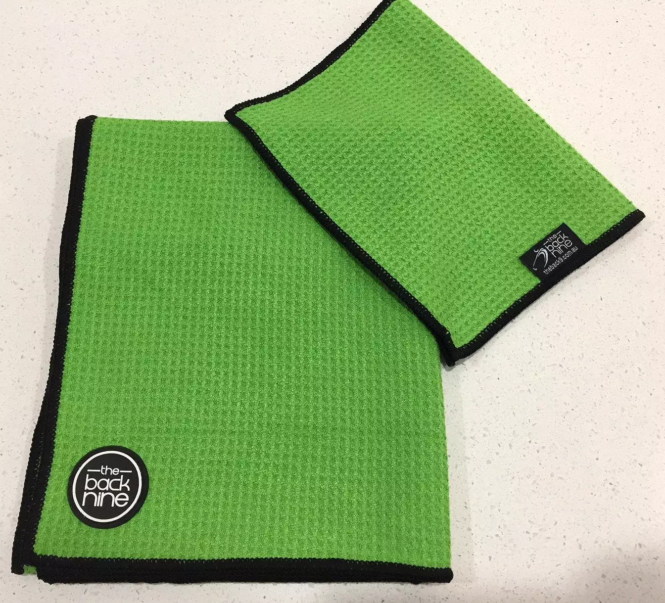 Aqua Pro 400A Waffle Weave Golf Towel Twin Pack - Lime/Black