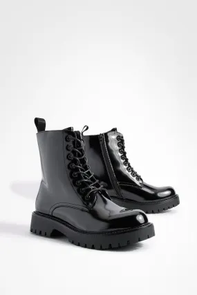 Back Tab Lace Up Combat Boots