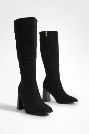 Block Heel Knee High Boots