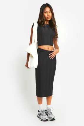 Cap Sleeve Top And Midi Skirt Set