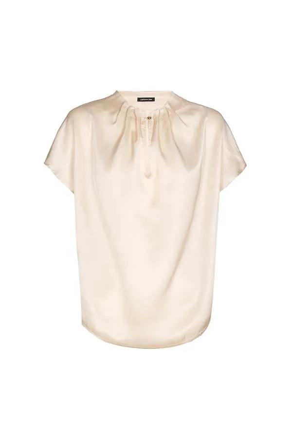 Caroline Biss CAP SLEEVE SHINY VISCOSE BLOUSE