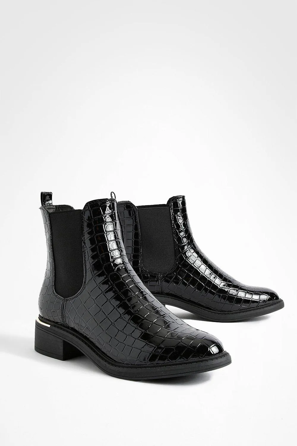 Croc Patent Chelsea Boots