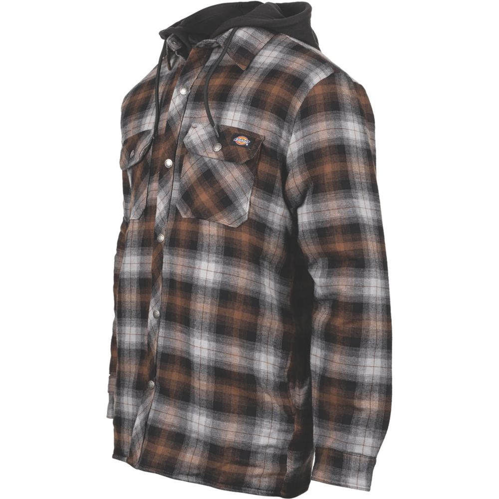 Dickies Hood Flannel Shirt Fleece Black/Timber Large 41" Chest - Screwfix