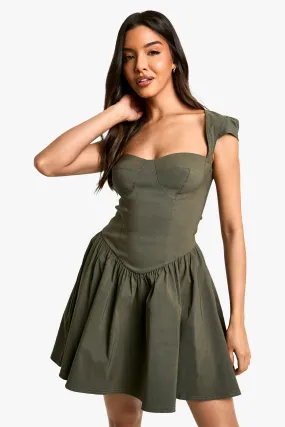 Dropped Waist Cap Sleeve Mini Dress