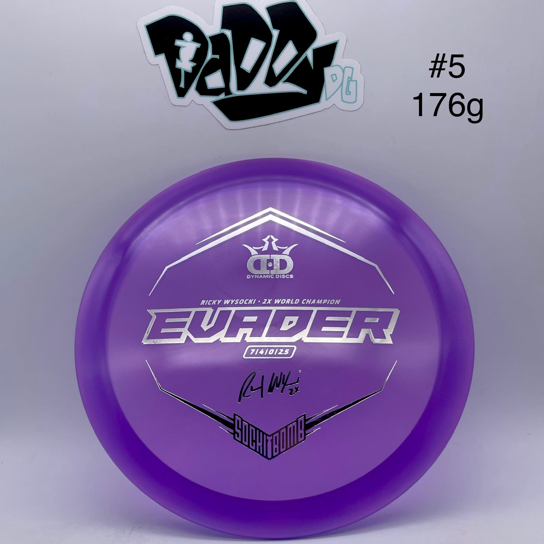 Dynamic Discs Lucid Evader Ricky Wysocki Sockibomb Stamped Fairway Driver