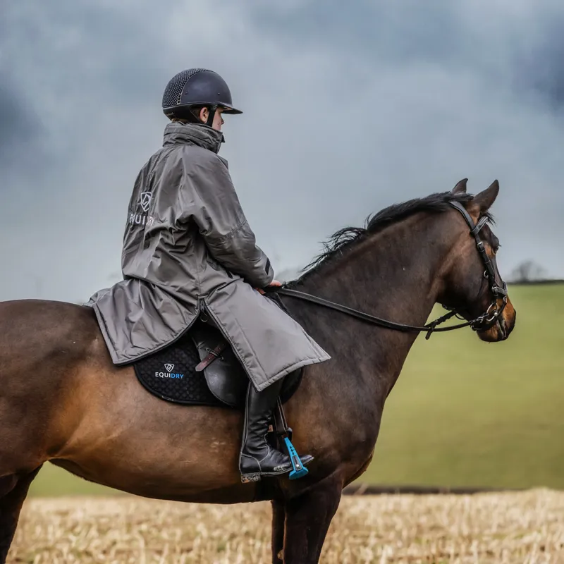 EQUIDRY All Rounder Junior Jacket with Fleece Hood - Charcoal/Grey