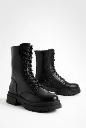 High Lace Up Combat Boots