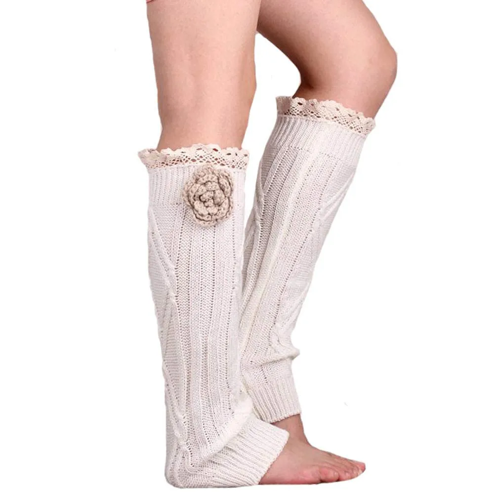 Knitted Socks Leg Warmers Boot Cuffs Gaiters Women's knee socks calentadores piernas polainas beenwarmers Feida