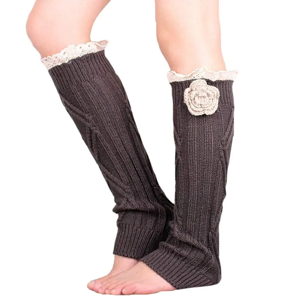 Knitted Socks Leg Warmers Boot Cuffs Gaiters Women's knee socks calentadores piernas polainas beenwarmers Feida