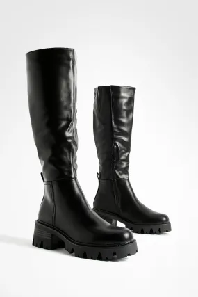 Low Heel Chunky Knee High Boots