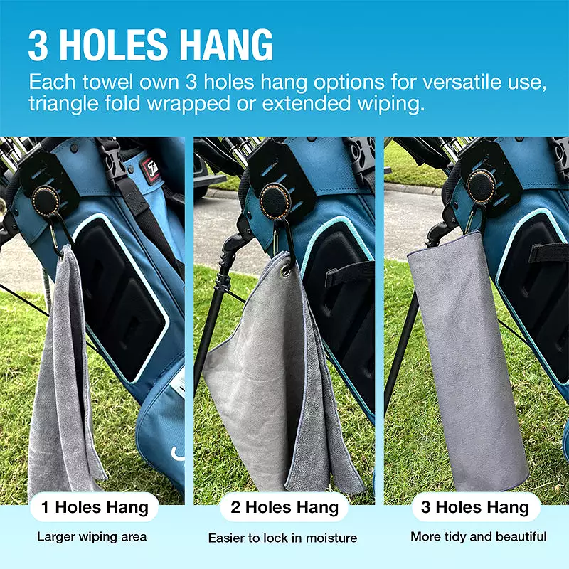 Magnetic Golf Towel (2Pcs Golf Towel With Carabiner Clip & Magnet & Metal Clip )