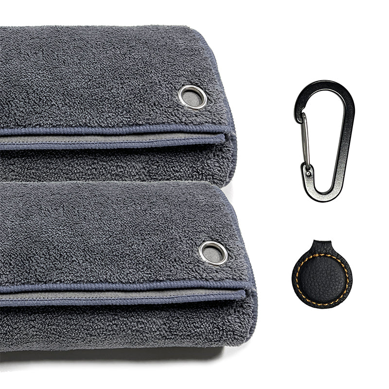 Magnetic Golf Towel (2Pcs Golf Towel with Carabiner Clip & Magnet)