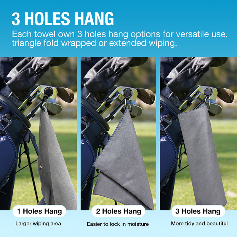 Magnetic Golf Towel (2Pcs Golf Towel with Carabiner Clip & Magnet)