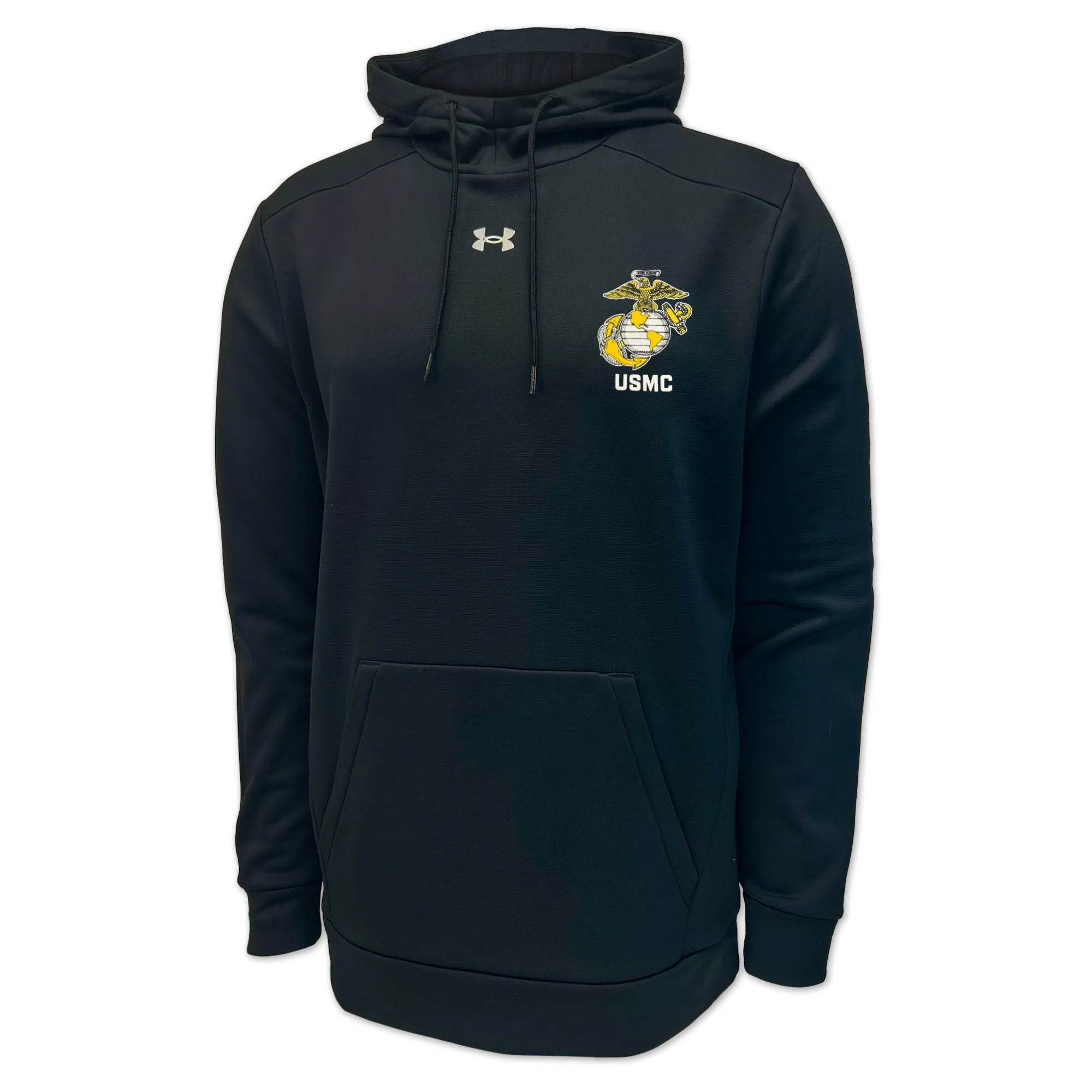 Marines Under Armour Left Chest EGA Armour Fleece Hood (Black)