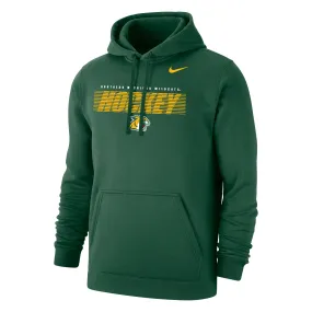 Mens NIKE dkgrn Northern Michigan Wildcats Club Fleece Hood Hockey