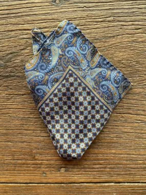 NAVY PAISLEY AND NEATS POCKET SQUARE