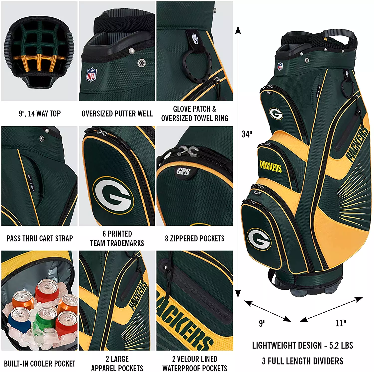 NFL The Bucket II Team Effort Cart Bag