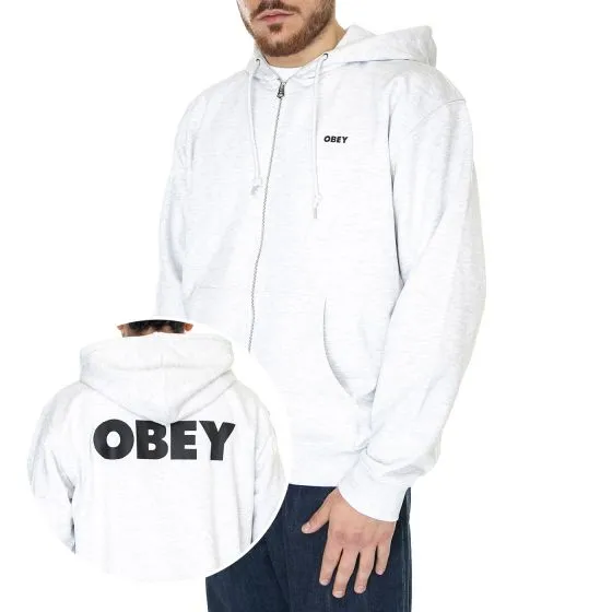 Obey M' Obey Bold Zip Hood Premium French Terry Fleece Ash Grey Sweatshirt