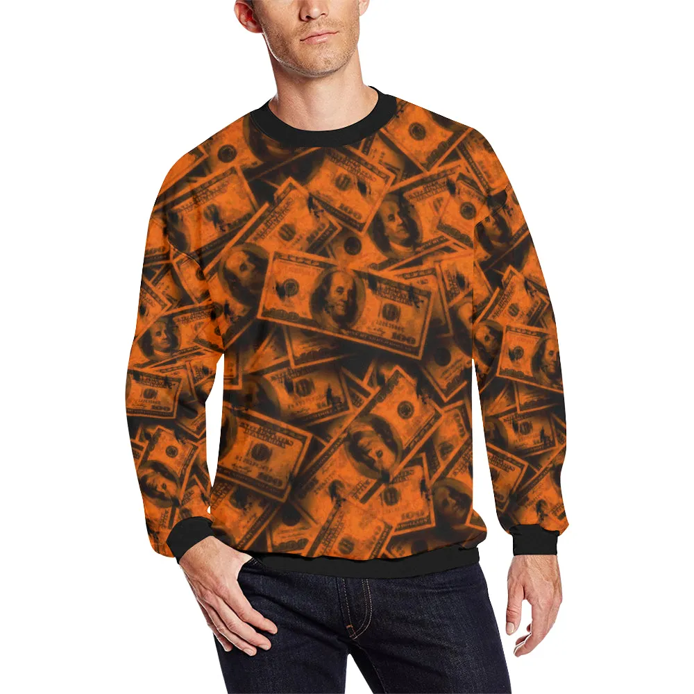 Orange Grunge Money Men's Big & Tall Oversized Fleece Crewneck Sweatshirt