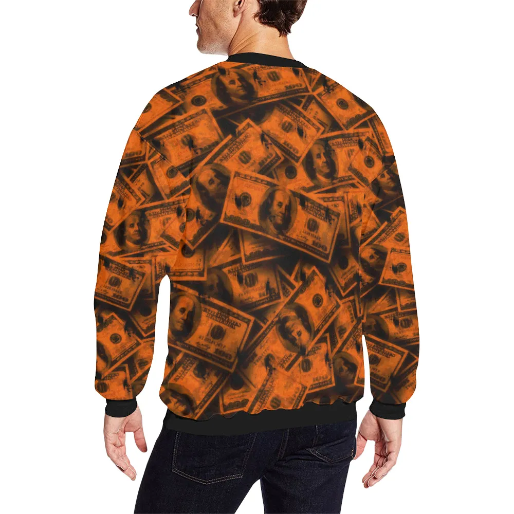 Orange Grunge Money Men's Big & Tall Oversized Fleece Crewneck Sweatshirt