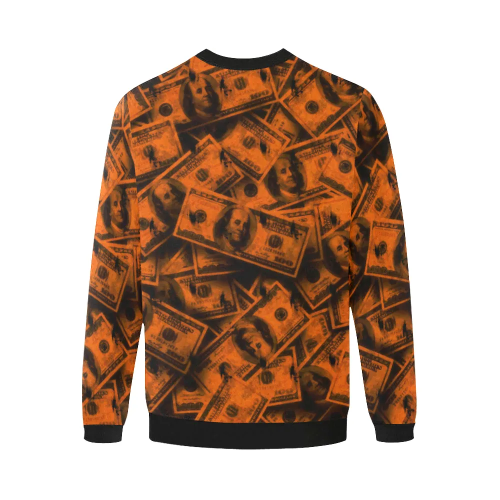 Orange Grunge Money Men's Big & Tall Oversized Fleece Crewneck Sweatshirt