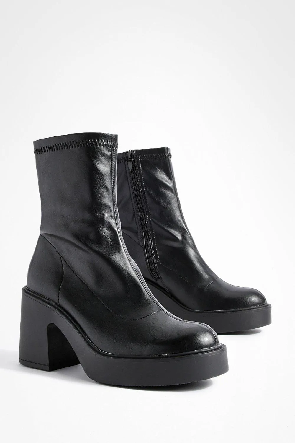 Platform Sock Ankle Boots