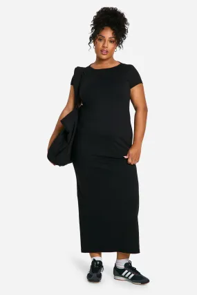 Plus Cap Sleeve Midi Column Dress