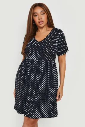 Plus Plunge Polka Dot Cap Sleeve Sundress