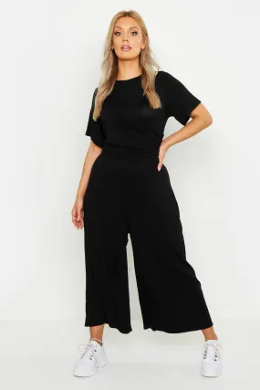 Plus Twist Detail Cap Sleeve Culotte Jumpsuit