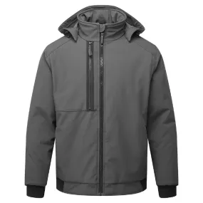 Portwest CD874 WX2 Eco Windproof Insulated Padded Fleece-Lined Softshell Jacket with Hood (Metal Grey)