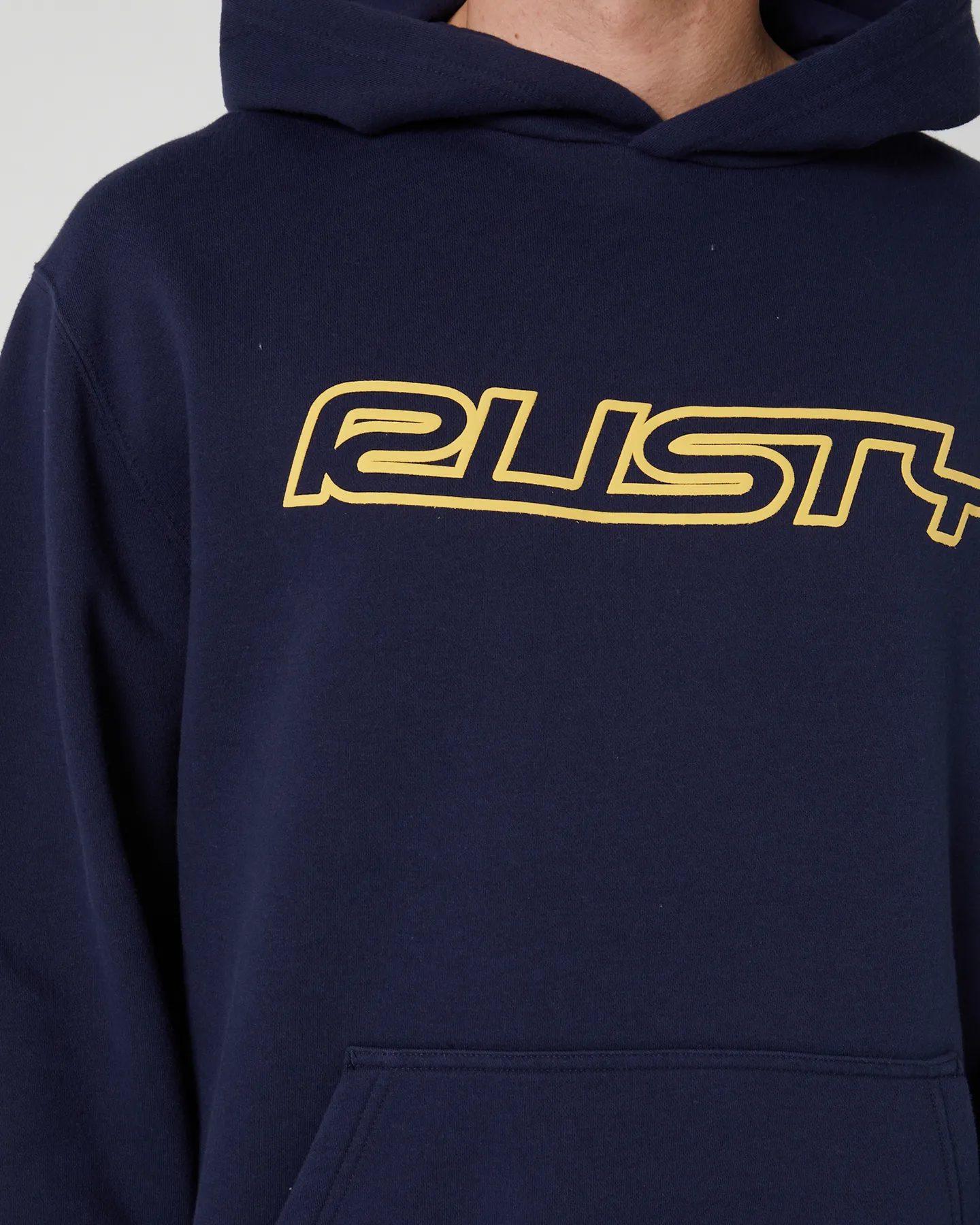 Rusty Shoulda Shrug Relaxed Super Fleece Hood - Navy/Mimosa Yellow | SurfStitch