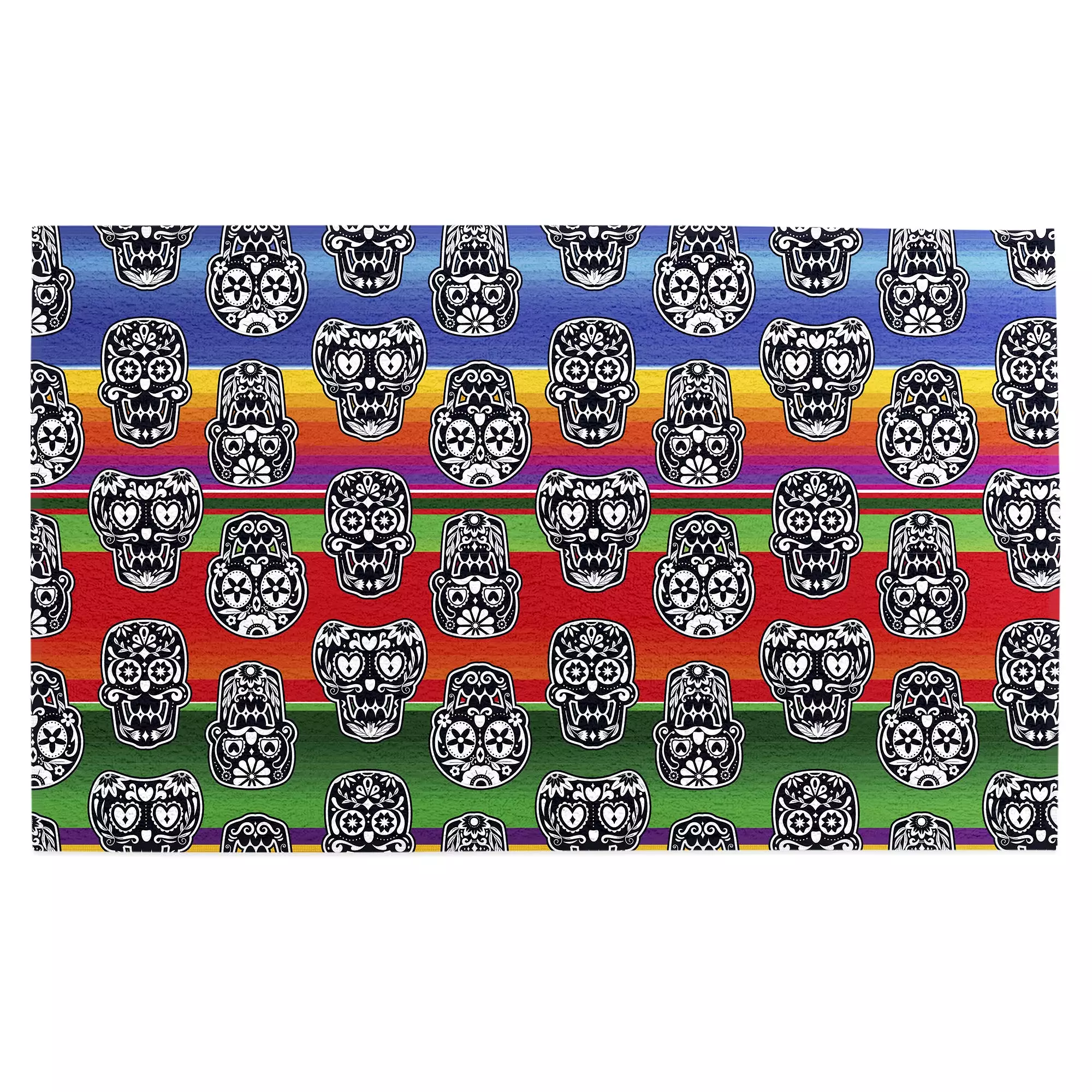 Serape Sugar Skull Black Golf Towel