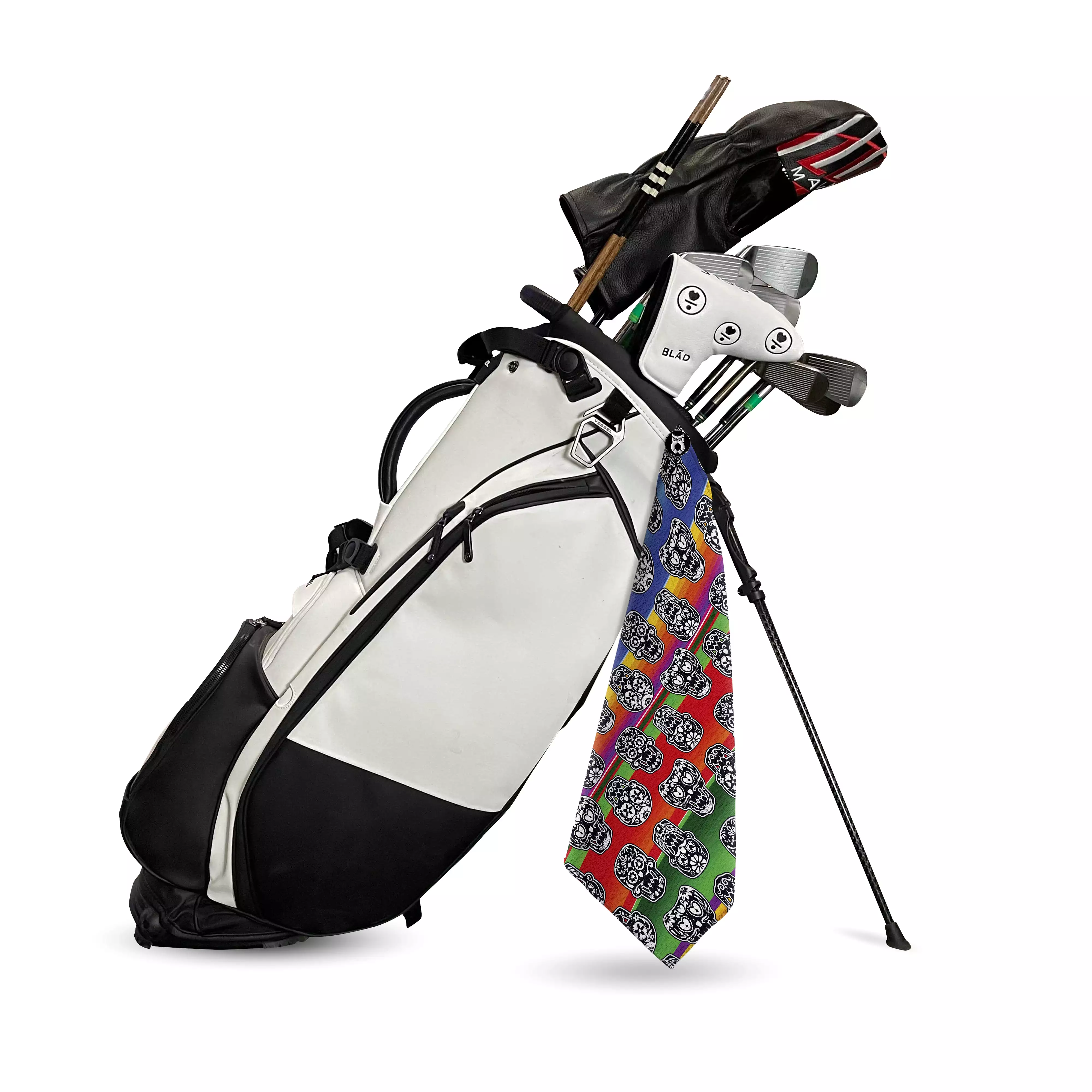 Serape Sugar Skull Black Golf Towel