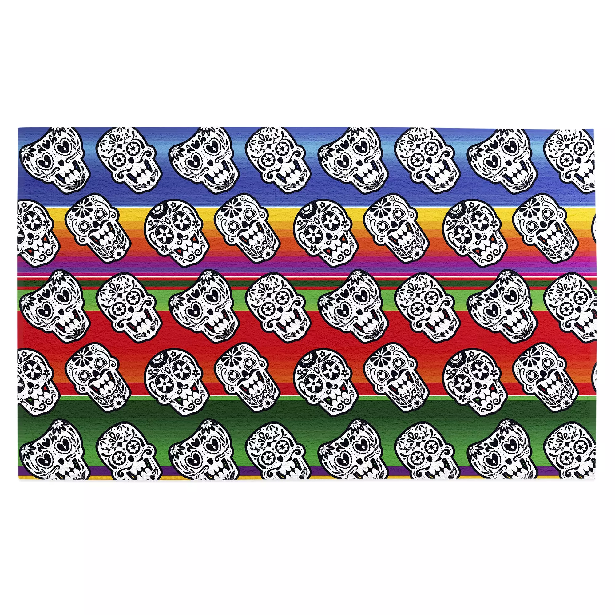 Serape Sugar Skull White Golf Towel