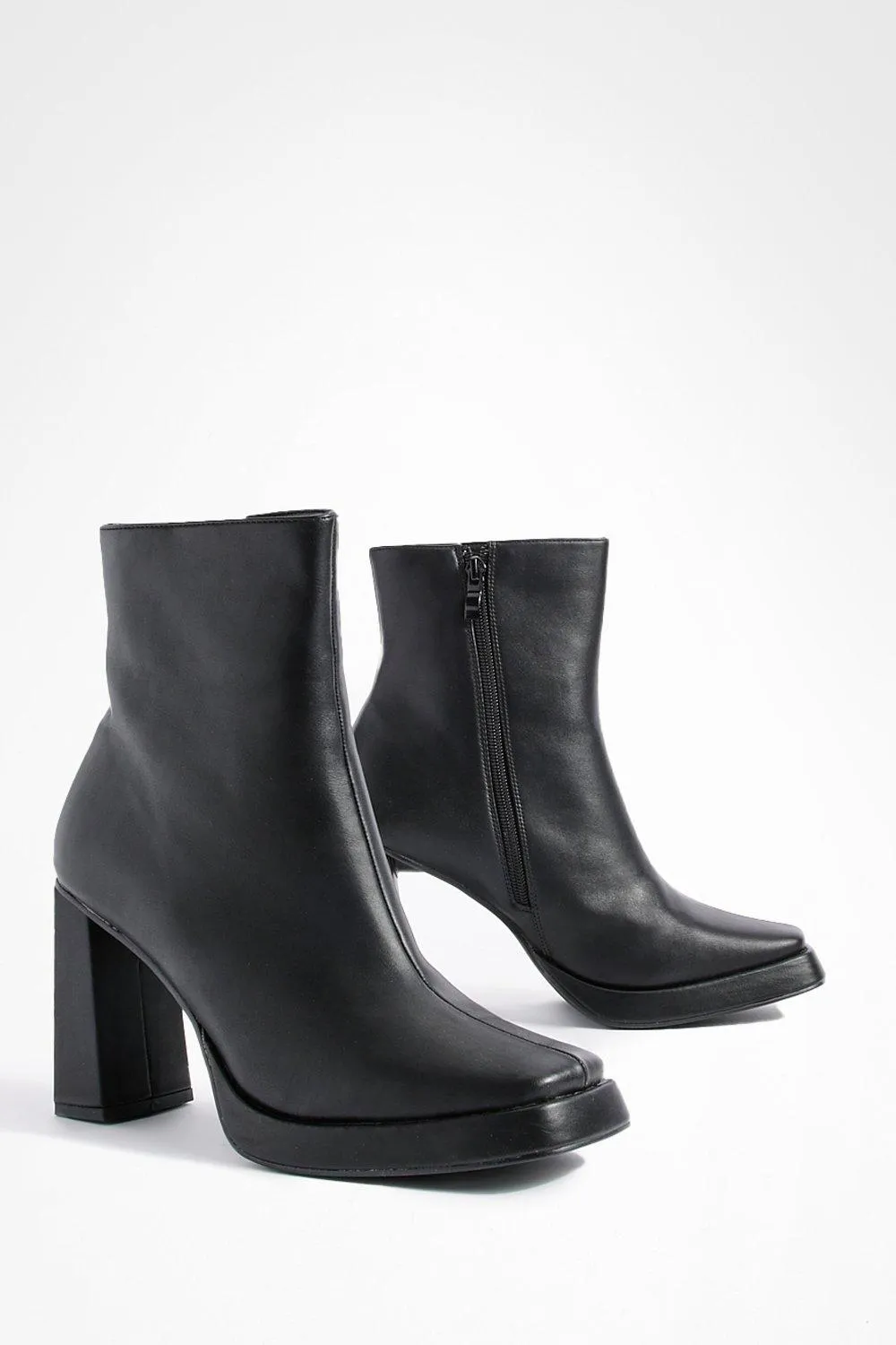 Square Toe Platform Ankle Boots