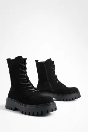 Super Chunky High Ankle Lace Up Boots