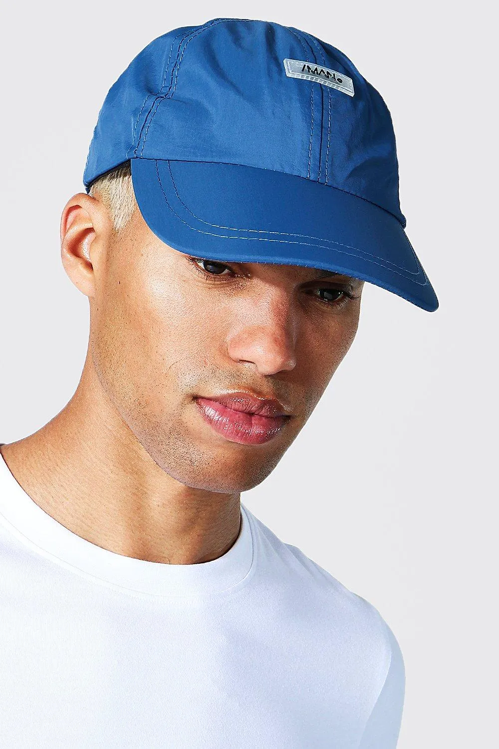 Washed Nylon Man Curved Peak Cap