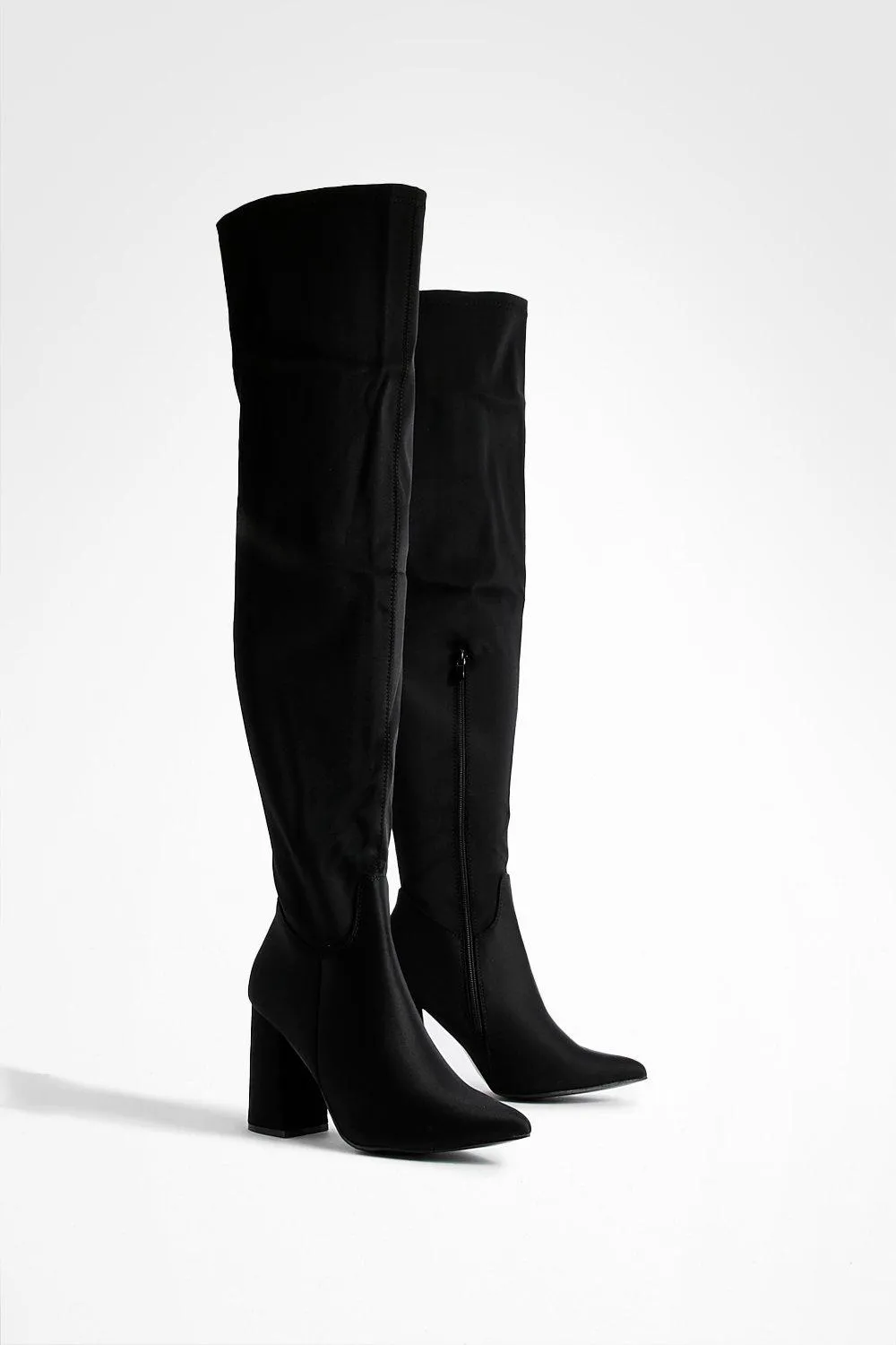 Wide Width Block Heel Over The Knee Boots