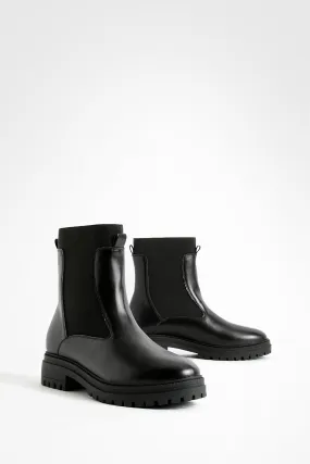 Wide Width Elastic Panel Chunky Chelsea Boots