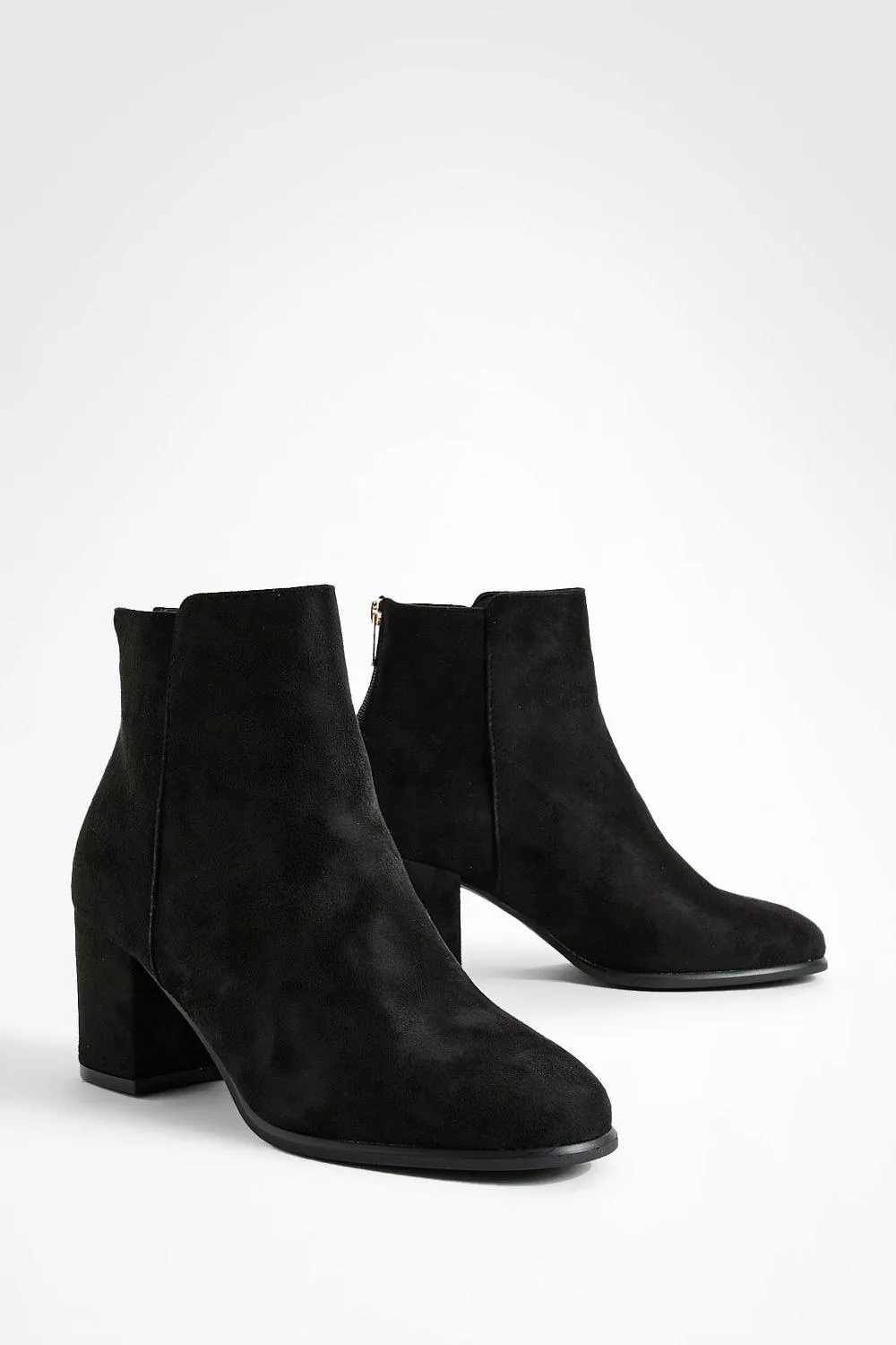 Wide Width Low Block Heel Ankle Boots