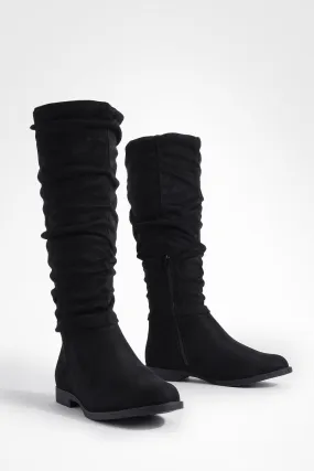 Wide Width Ruched Knee High Boots