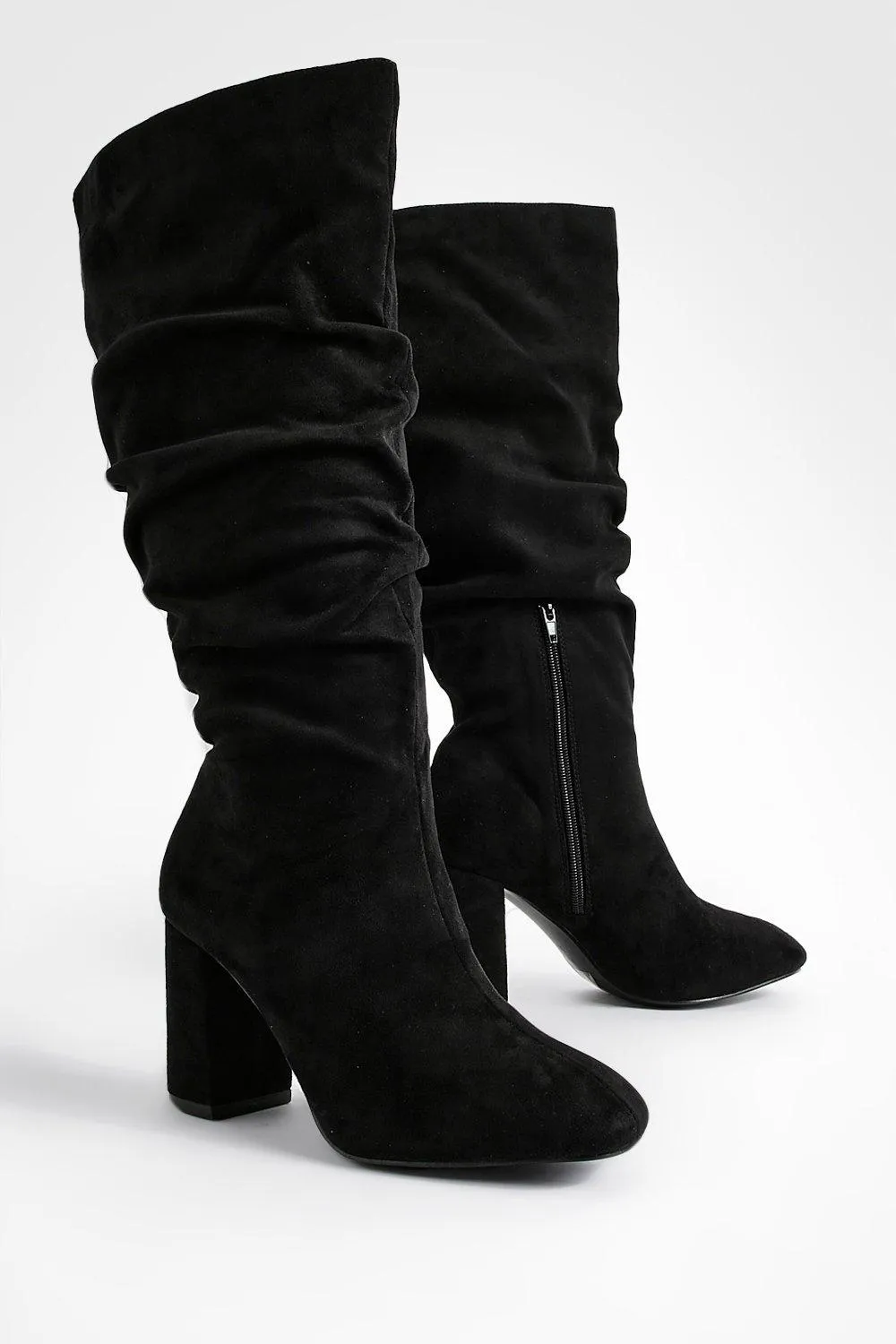 Wide Width Slouchy Block Heel Boots