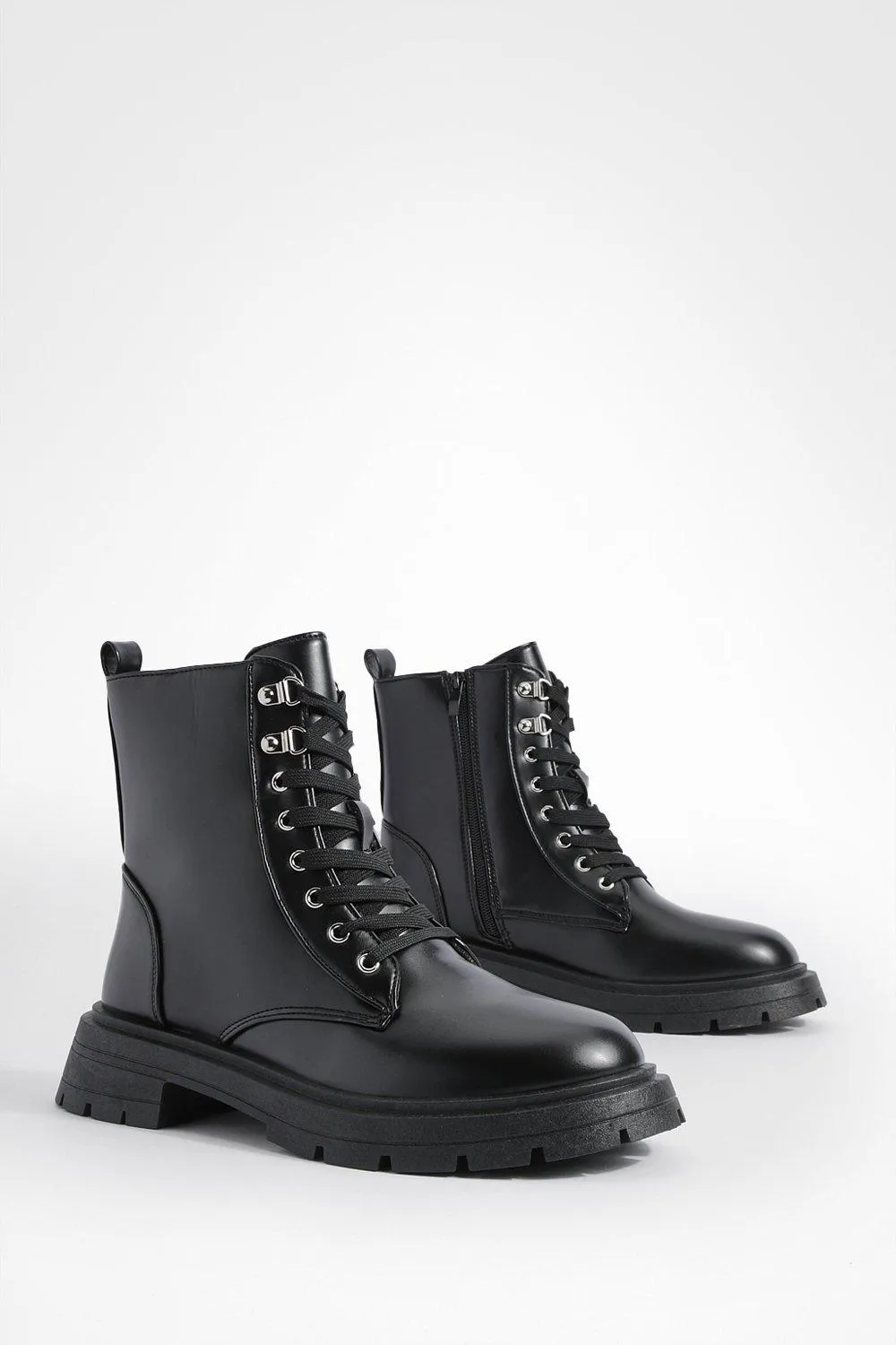 Wide Width Tab Detail Biker Boots