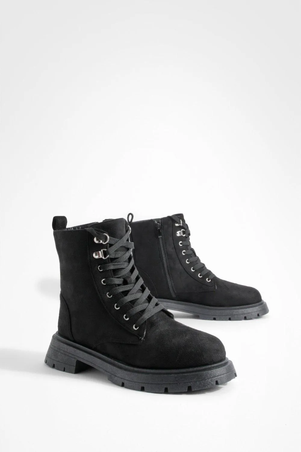 Wide Width Tab Detail Combat Boots