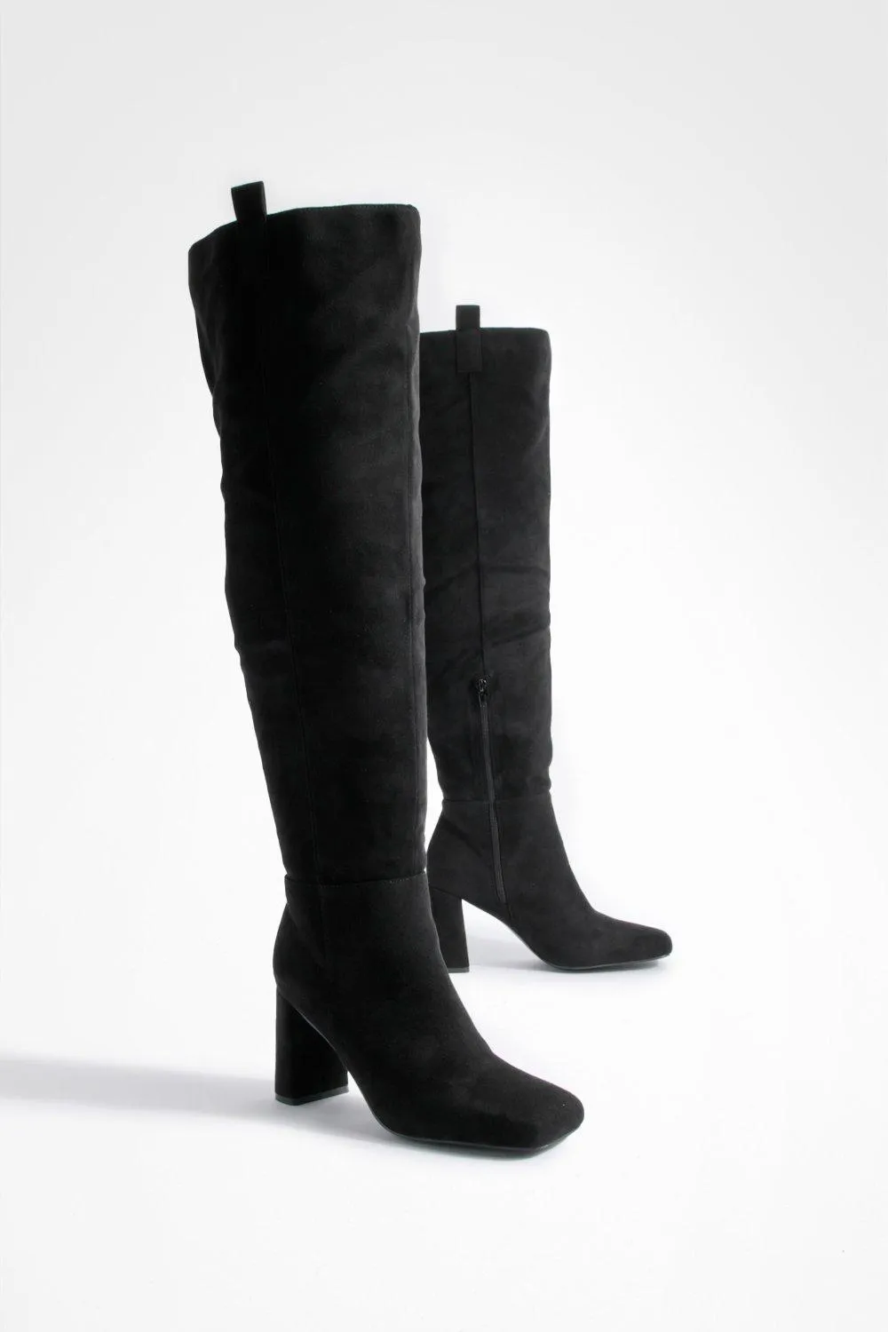 Wide Width Tab Detail Over The Knee Boots