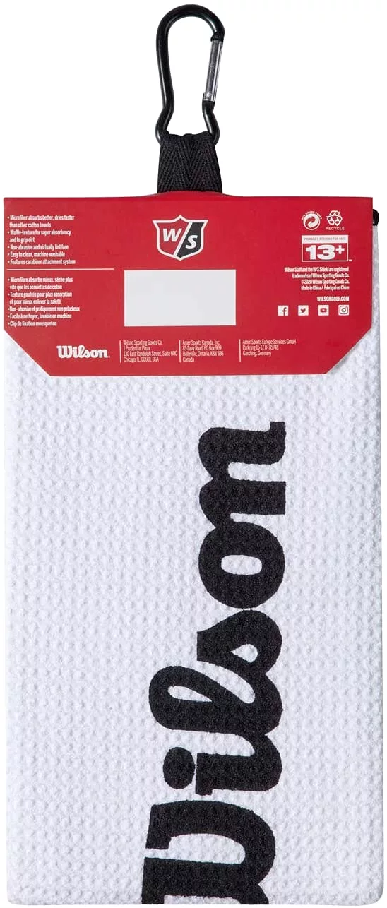 Wilson Staff Tri-Fold Waffle Golf Towel - White - 16 x 21