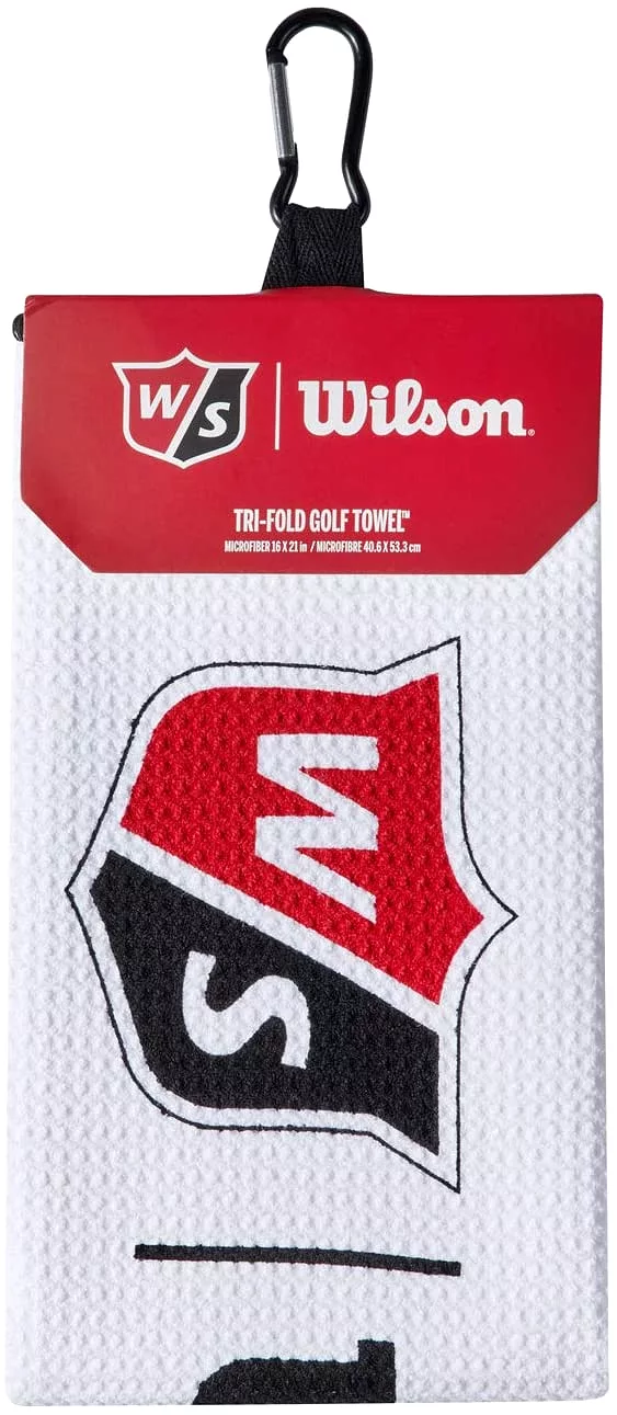 Wilson Staff Tri-Fold Waffle Golf Towel - White - 16 x 21